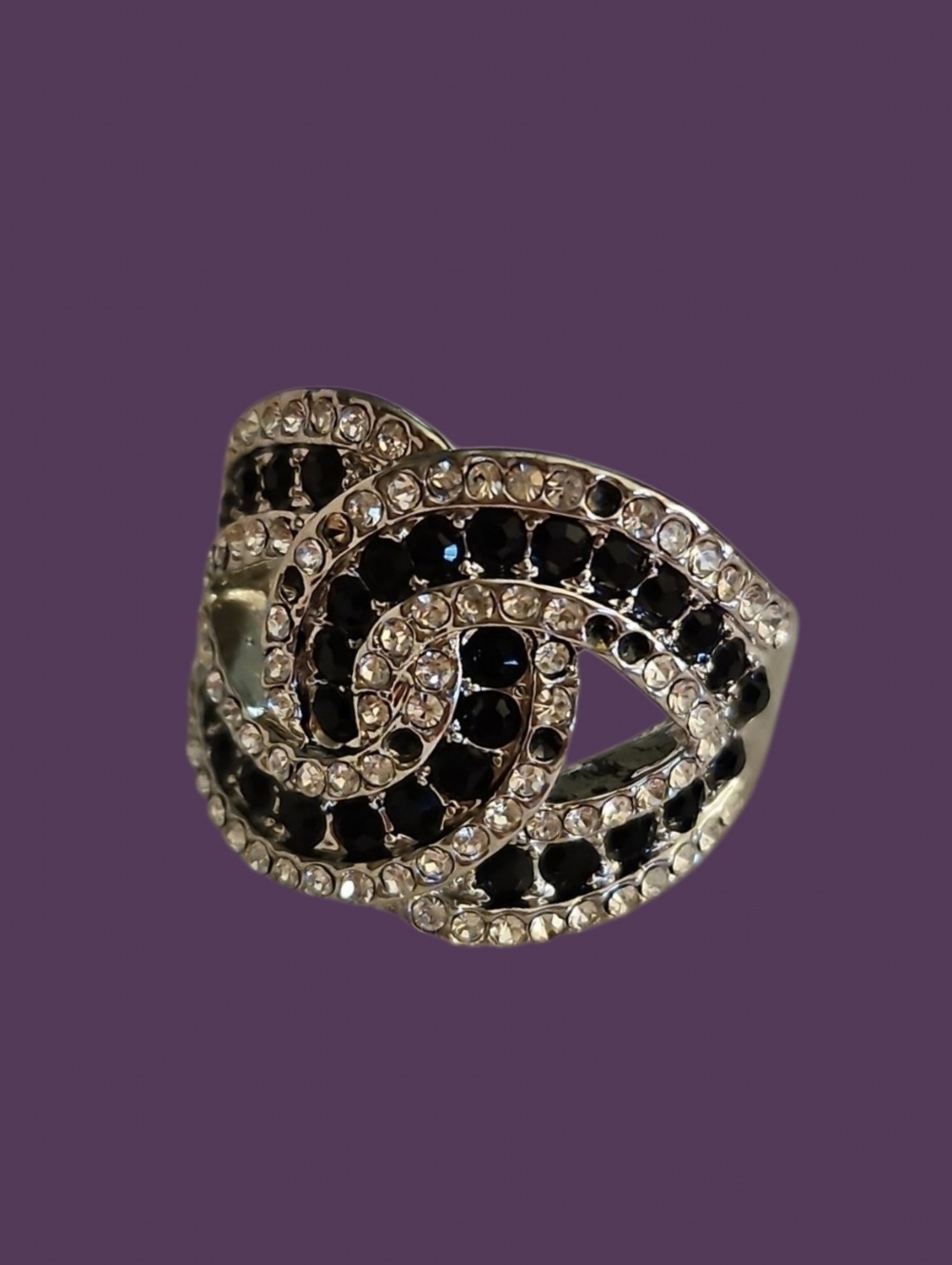 Vintage Size 9 Interlocking Knot Crystal Ring
